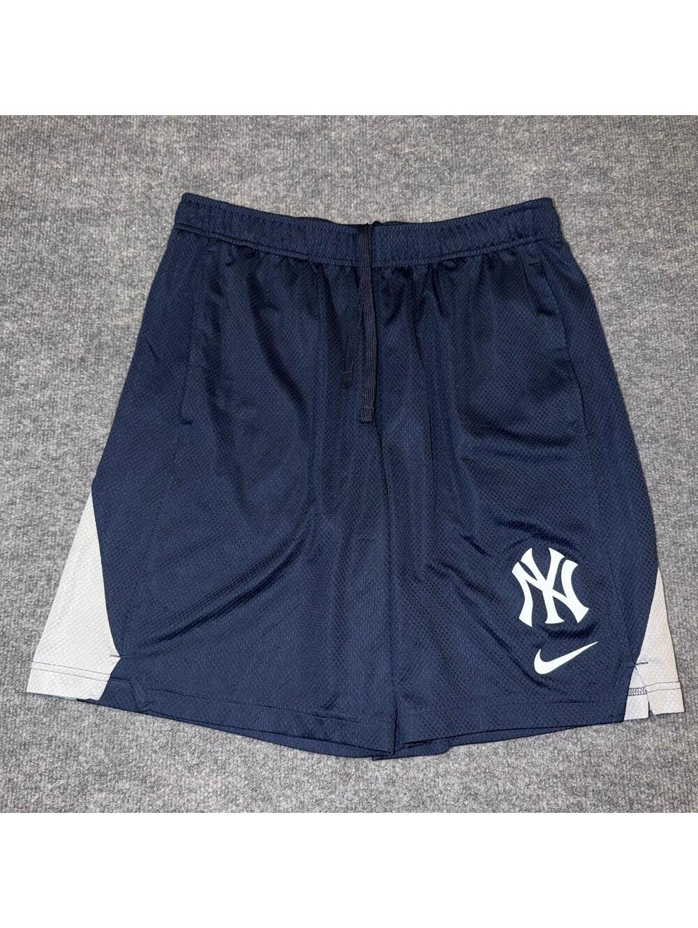 New York Yankees Nike Navy Performance Athletic Shorts Mens LG VTG Y2K 90s Rare